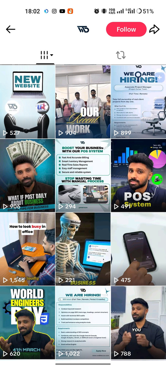 Business and talking-head video portfolio grid